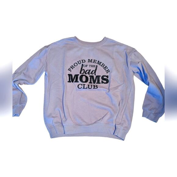 🛍️ PURPLE LAVENDER MOM CLUB CREW NECK WITH GLITTER - Picture 1 of 1